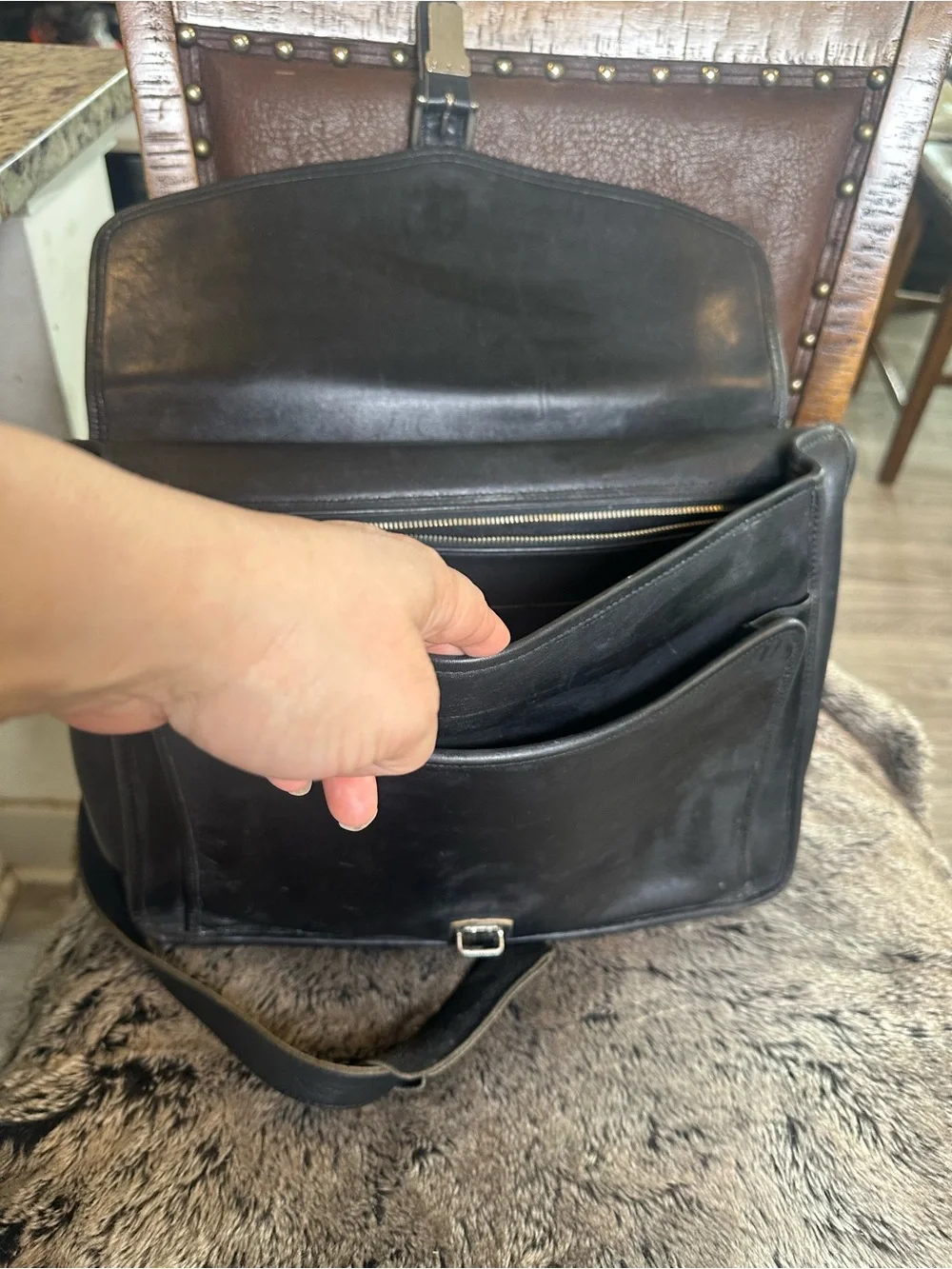 Vintage COACH 5319 Messenger Bag Black Leather Briefcase